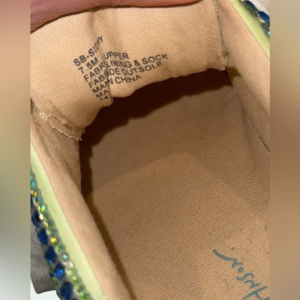 Betsy Johnson Sidny Blue Green Rhinestone Bling Platform Sneaker Size 7.5 - Picture 9 of 12